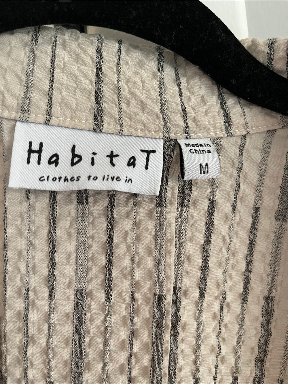 Habitat Crinkle Pinstripe Jacket Size M 3/4 Sleeve Lightweight Like New - Picture 2 of 10
